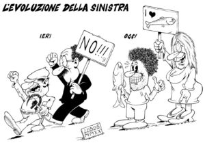 Evoluzione della sinistra -Vignetta satirica