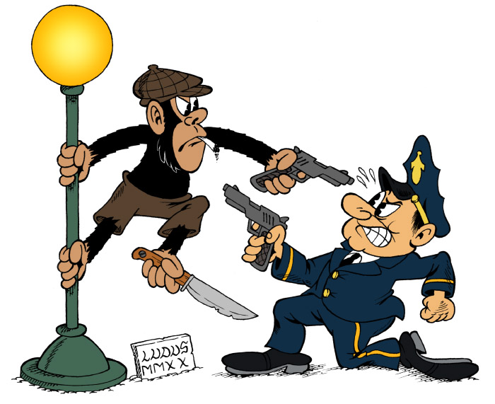 Scimpanzé contro poliziotto